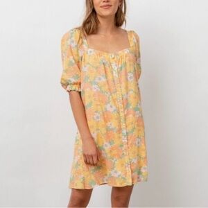 Rails Isa Daisy Meadow Floral Puff Sleeve linen small Dress NWT